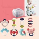 👉 Bijtring active baby's 8 in 1 Gekookt Baby Grip Rammelaarspeelgoed Op Hoge Temperatuur Met Opbergdoos (Zoals Show)
