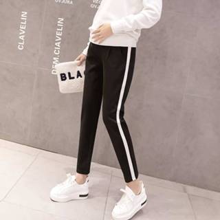 👉 Joggingbroek zwart witte m active Modieuze joggingbroek, trendy moeders, leggings, herfstbovenkledingbroek, dunne herfstkleding (kleur: randmaat: M)