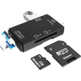 👉 Kaartlezer zwart active 2 STUKS Type-C&Micro USB&USB 2.0 3-in-1-poorten Multifunctionele kaartlezer, ondersteuning voor U-schijf / TF SD (zwart)