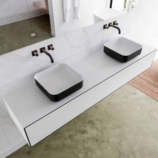 👉 Badmeubel solid surface urban mat MONDIAZ LAGOM 190cm 2 lades Wastafel BINX opzetkom dubbel zonder kraangat M64189UBM0M49904D 6011447189177