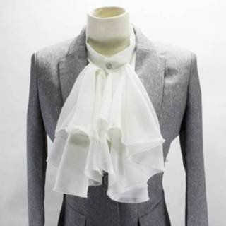 👉 Tulband witte active grote Vintage Hofstijl chiffon overhemdkraag Professionele kostuumdecoratie nepkraag, maat: one size