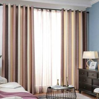👉 Gordijn active Moderne Kleurrijke Gestreepte Gordijnen voor Woonkamer Slaapkamer Verduisterende Gedrukt en Tule Drape Maat: 1.5 * 2.7 m Top (Koffie)
