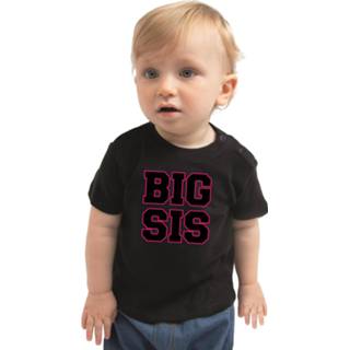 Shirt active peuters meisjes zwart Big sis cadeau t-shirt peuter/ meisje - Aankodiging zwangerschap grote zus