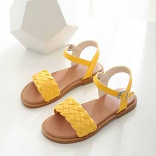 Sandaal geel peuters Gevlochten sandalen met enkelbandje voor