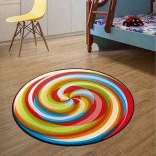 👉 Tapijt kristal fluweel antislip active Diameter 100cm Fruitpatroon Rond Kamer Mat (Candy)