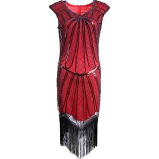 👉 Rood XXL active vrouwen Lange Fishtail-jurk met kralenwerk voor dames (Wine Red_XXL)