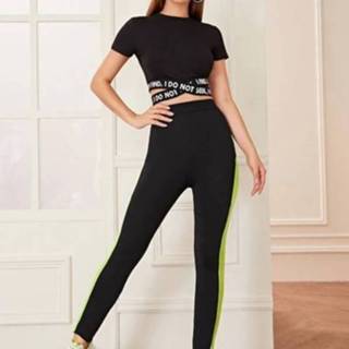 👉 Legging zwart wit l active Running Yoga Pocket Hit Color Perspective Tight Leggings (Kleur: Maat: L)