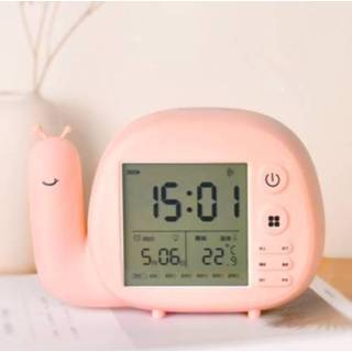 👉 Wekker roze active Creatieve kleine slak multifunctionele slimme digitale (roze)