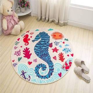 👉 Carpet active Circular Water Uptake Floot Mat Cartoon Door Mat, Diameter: 150cm (Seahorse)