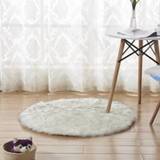👉 Tapijt pluche active Lange Ronde Woonkamer Decoratie Imitatie Wollen Mat, Maat: 45x45cm (Witgrijze Tip)