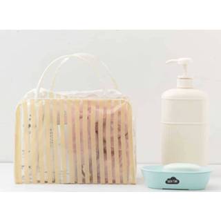 Organizer transparante geel PVC active Streep Persoonlijke Toiletartikelen Badtas (Geel)