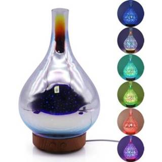 👉 Nachtlamp active STB-XB10 3D Vuurwerk 7 Kleuren LED Nachtlampje Luchtbevochtiger Aroma Essentiële Olie Diffuser Mist Maker, Plug Type: EU (Licht Houtnerf)
