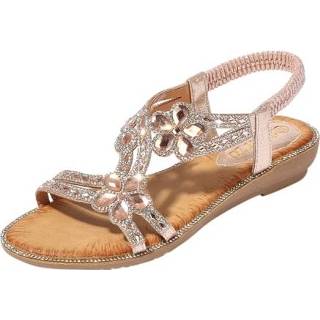 👉 Platte sandalaal roze kristal active vrouwen Bohemen zomer dames sandalen, schoenmaat: 38 (roze)