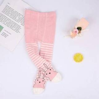 👉 Panty's roze s active kinderen baby's Baby Cartoon Konijn Gestreepte Katoenen Strakke Panty, Maat: (Roze)