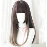 👉 Pruik grijs zijde active vrouwen Vrouw Realistische chemische vezel Hoge temperatuur zijden hoofddeksel, Kleur: Gradient Aoki Grey