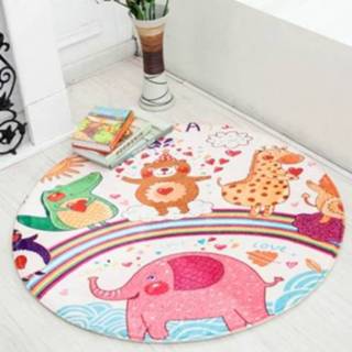 👉 Stoelkussen active baby's Schattig handgeschilderd dierentapijt ronde mat baby kruipen vloermat pad, maat: diameter 90cm (dieren verzamelen)