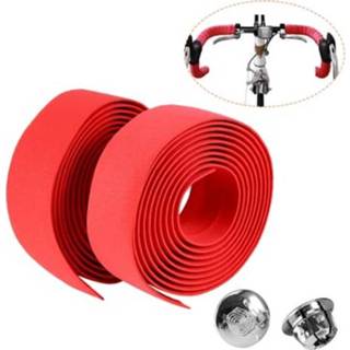 👉 1 paar TOSEEK nieuwe fietsen racefiets sport fiets kurk stuurlint wrap + 2 bar plug (rood)