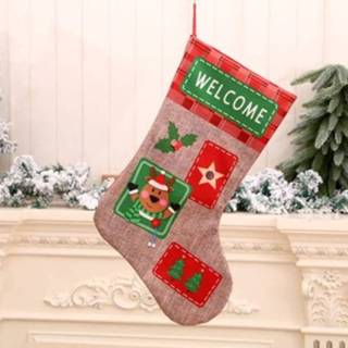 👉 Ornament linnen extra large active 2 STUKS Christmas Alfabet Stocking Gift Bag (Deer)