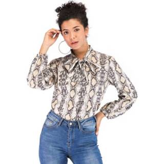👉 Overhemd m active Modieus vintage met gestrikte hals en slangenprint (kleur: als showmaat: M)