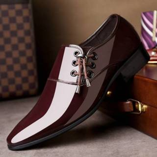 👉 Jurk bruin 43 active mannen Puntige zakelijke heren glanzende casual lederen schoenen, maat: (bruin)