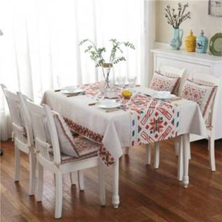 👉 Linnen tafelkleed active met retro patroon voor het diner Woondecoratie Stofdicht tafelkleed, afmeting: 85x85cm (Scandinavische stijl)