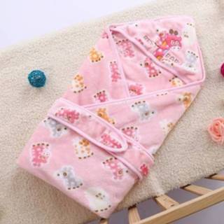 👉 Handdoek roze flanellen active baby's 93 * cm Pasgeboren Baby Gewikkeld Lente Herfst Winter Levert Dikke Warme Quilt (Roze Giraffe)