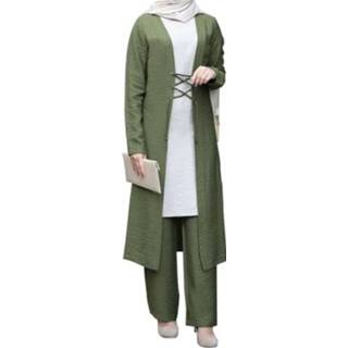 👉 Broekpak groen XL active vrouwen 3 In 1 Dames Moslim Vetersluiting Top (Kleur: Maat: XL)