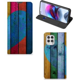 👉 Portemonnee Motorola Moto G100 Book Wallet Case Wood Heart - Cadeau voor je Vriend 8720215150995