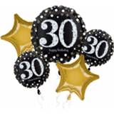 👉 Folieballon zwart goud Amscan Folieballonnen Sparkling Birthday 30 Zwart/goud 5-delig 26635321433