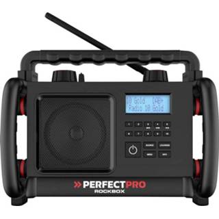 👉 Bouwradio zwart PerfectPro ROCKBOX DAB+, FM AUX, Bluetooth, Stofvast 8719689465216