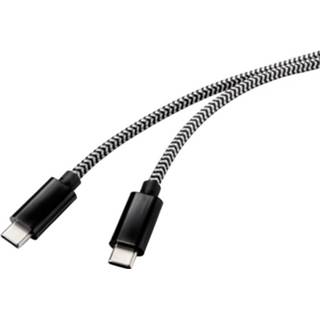 Zwart wit Renkforce USB-kabel USB 2.0 USB-C stekker, stekker 3.00 m Zwart/wit 4064161151021