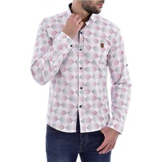 👉 XL male wit Chemise imprimée motifs géométriques