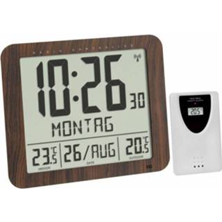 👉 TFA Dostmann 60.4518.08 Wandklok Zendergestuurd 248 mm x 25 mm x 206 mm Hout