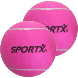 👉 Tennisbal roze kunststof kinderen 2x Stuks Grote Tennisballen Sportx 22 Cm - Buitenspeelgoed Speelgoed Voor 8720576206577