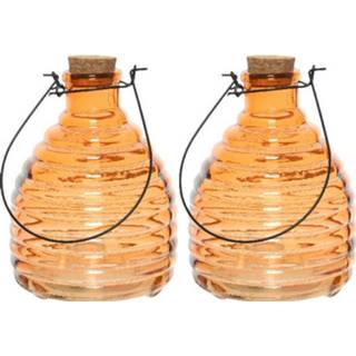 👉 Wespenvanger oranje glas 2x Wespenvangers/wespenvallen 17 Cm Van - Insectenvangers/insectenvallen Insectenbestrijding 8720147371536