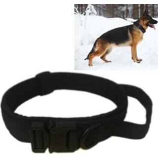 👉 Hondenhalsband zwart nylon m active verdikte grote en middelgrote tractiehalsband voor honden Hondenhalsband, maat: (zwart)