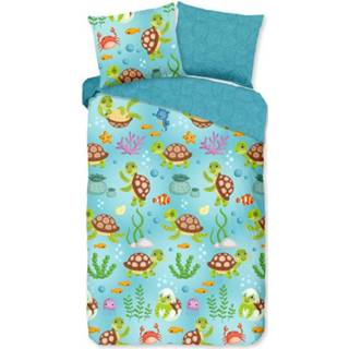 👉 Dekbedovertrek blauw katoen Good Morning Turtles - 1-persoons (140x200/220 Cm + 1 Sloop) 8717285189826