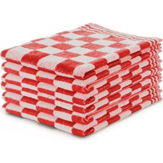 👉 Houten blok rood katoen Elegance Keukendoekset 50x50cm - Set Van 6 8719727042171