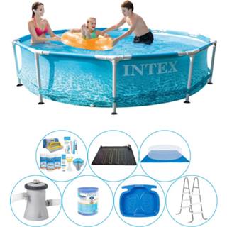 👉 Zwembad PVC blauw Super Deal - 8-delig Intex Metal Frame Rond Strandzijde 305x76 Cm 8720574962475