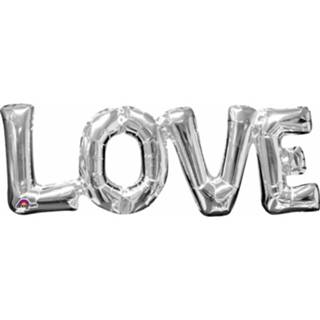 👉 Folieballon zilver zilverkleurig Amscan Love 63 X 22 Cm 26635331012