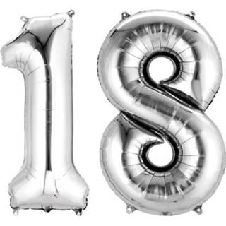 👉 Folie zilver zilverkleurig Amscan Cijferballon 18 Supershape 86 Cm 26635338660