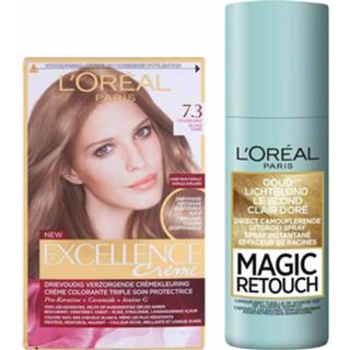 👉 Haarkleuring goudblond active L'Oréal Excellence Creme Haarverf 7.3 + Magic Retouch Uitgroeispray Blond 75 ml Pakket 7434942169168