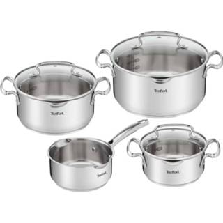 👉 RVS zilverkleurig Tefal Duetto+ Kookpannenset - 4 Delig Met Glazen Deksels 3168430299214