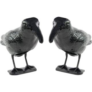 👉 Vogelverjager zwarte kunststof Set Van 2x Stuks Raaf / Kraai Vogelverjagers Met Sensor En Geluid - 34 Cm 8720576197653