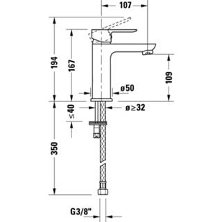 Wastafel mengkraan chroom messing Duravit A.1 wastafelmengkraan met waste M-size A11020001010 4053424865676