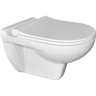 Wandcloset wit keramiek Sanicare Inclusief Slim Toiletzitting 53,5x36 cm 8719304693680