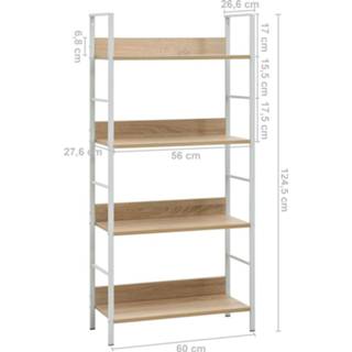 👉 Boekenkast active 4 schappen 60x27,6x124,5 cm spaanplaat eikenkleurig 8719883890616