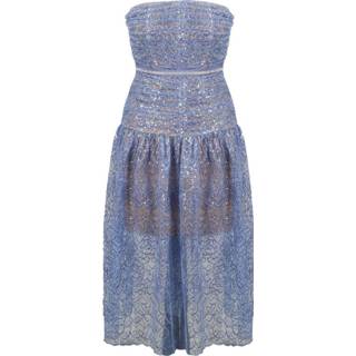 👉 Bustier vrouwen blauw Embroidered tulle dress