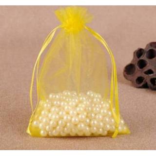 👉 Geschenkzak geel active 100 stuks geschenkzakken sieraden organza zakjes bruiloft verjaardagsfeestje uitrekbare zakjes, maat: 16x22cm (geel)