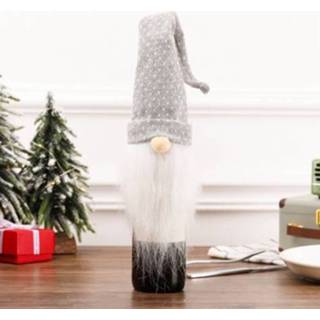 👉 Kerstversiering rode grijs wit active 3 STKS Nordic Kerstman Wijn Set Gebreide Baard Champagne Hotel Restaurant Decoratie Props (EEN Wit)